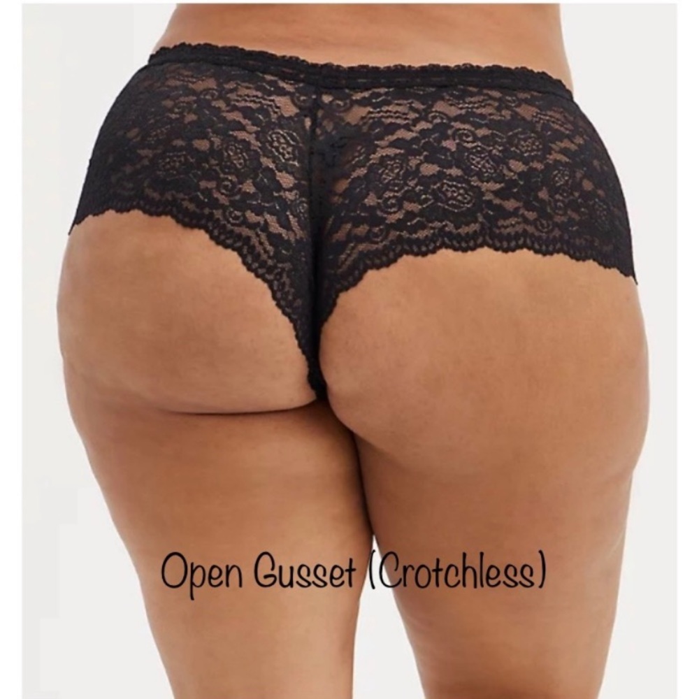 Torrid Black Open Gusset (Crotchless) Lace Cheeky Panty NWT